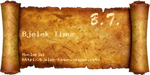 Bjelek Timur névjegykártya